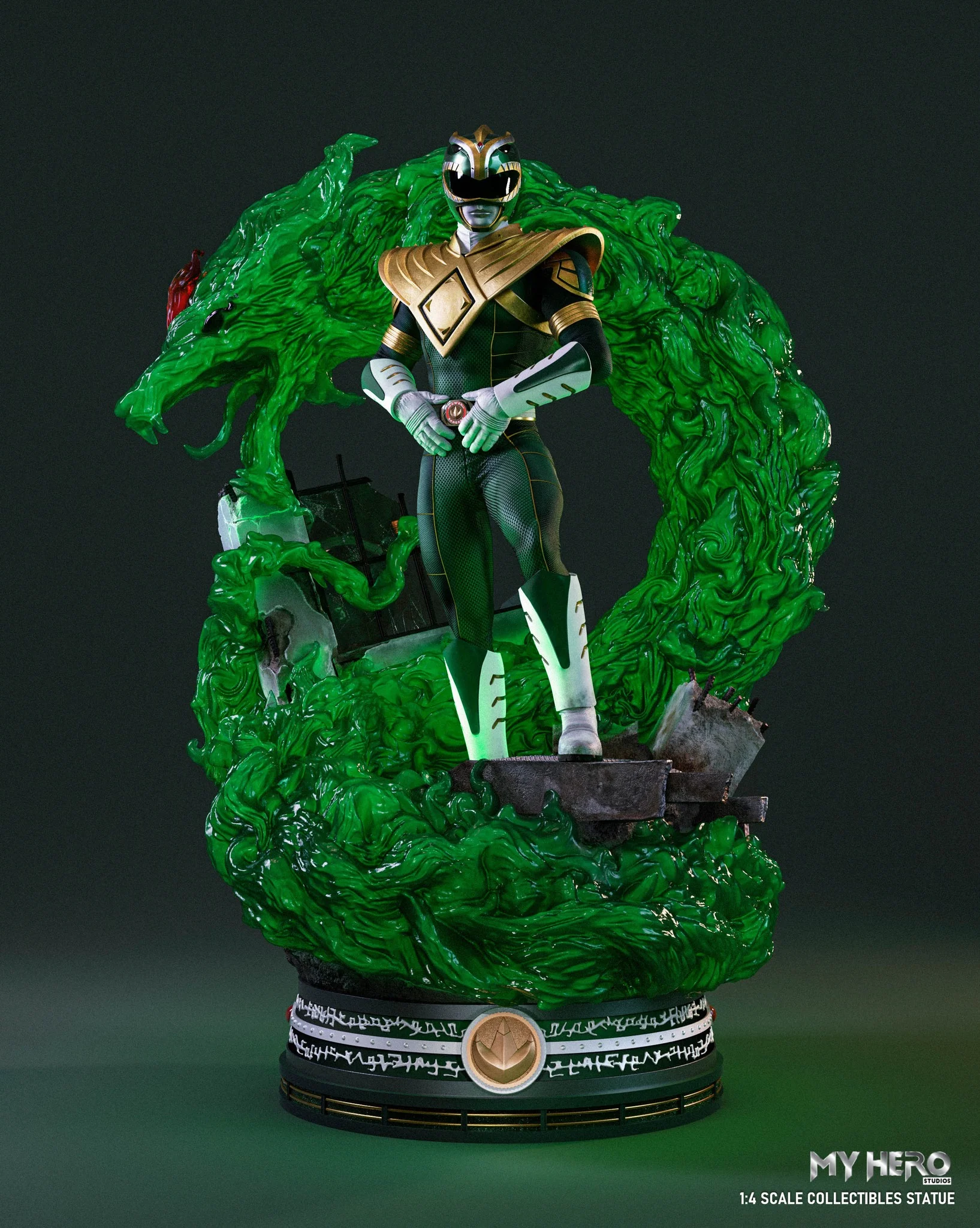 My Hero Studios BITS Tribute Green Ranger 1/4 Scale Collectible Statue - Image 3