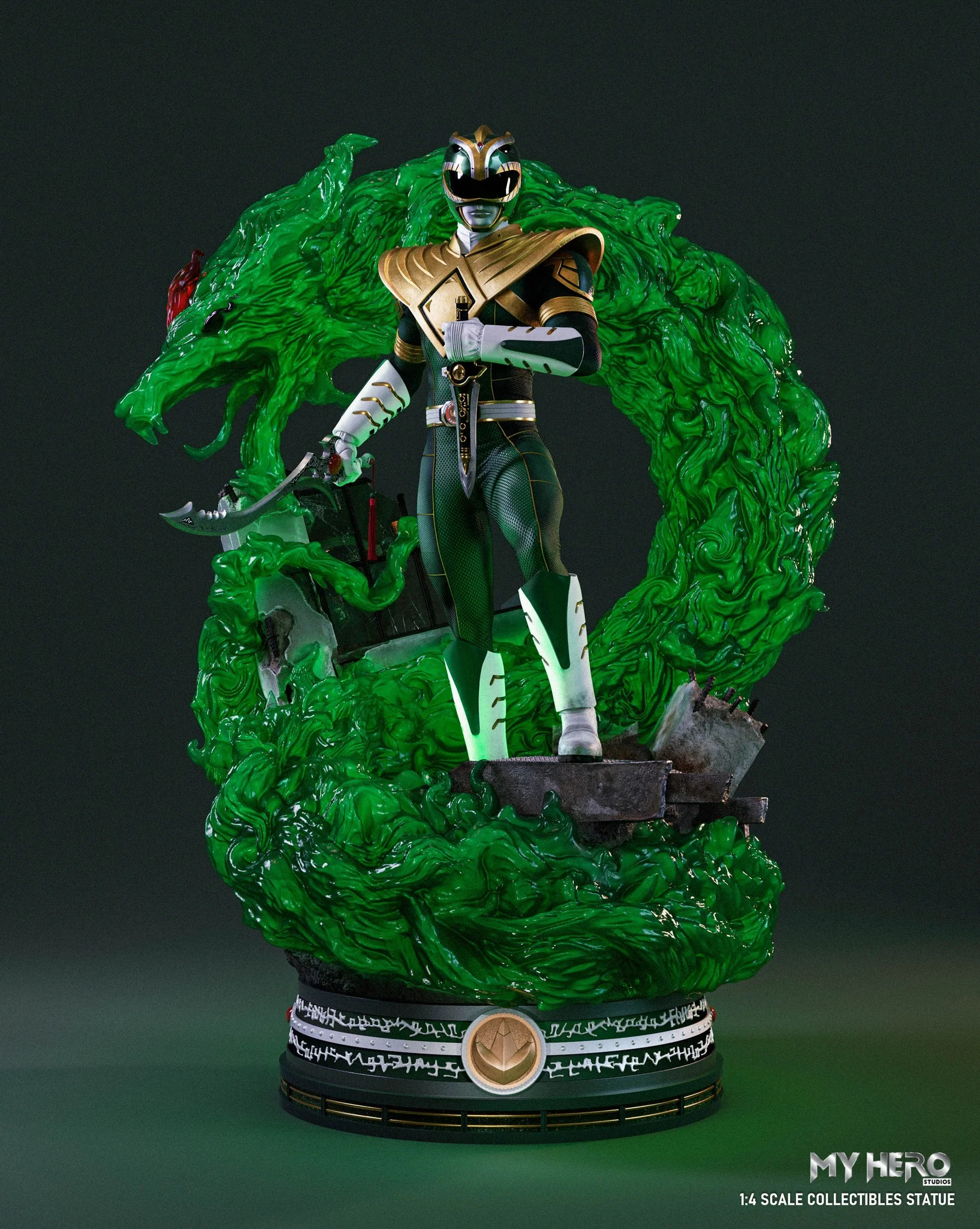 My Hero Studios BITS Tribute Green Ranger 1/4 Scale Collectible Statue - Image 4