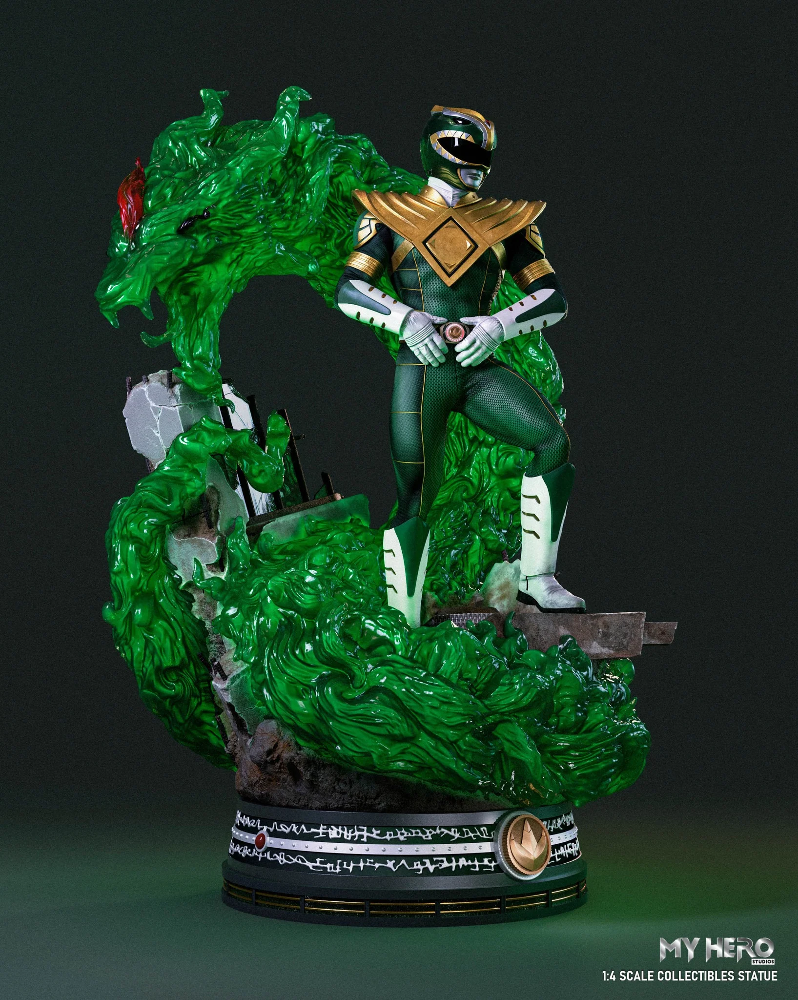 My Hero Studios BITS Tribute Green Ranger 1/4 Scale Collectible Statue - Image 6
