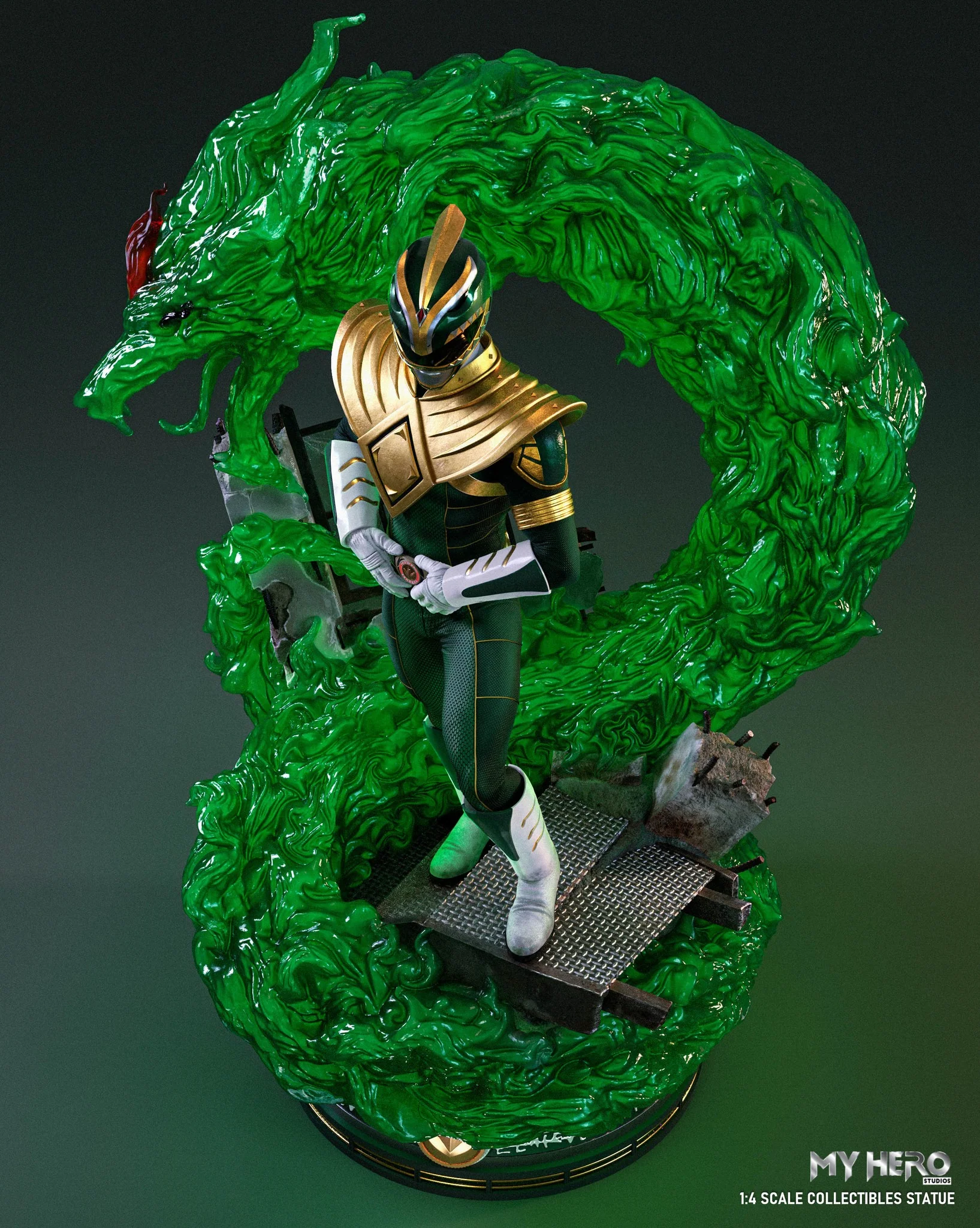 My Hero Studios BITS Tribute Green Ranger 1/4 Scale Collectible Statue - Image 9