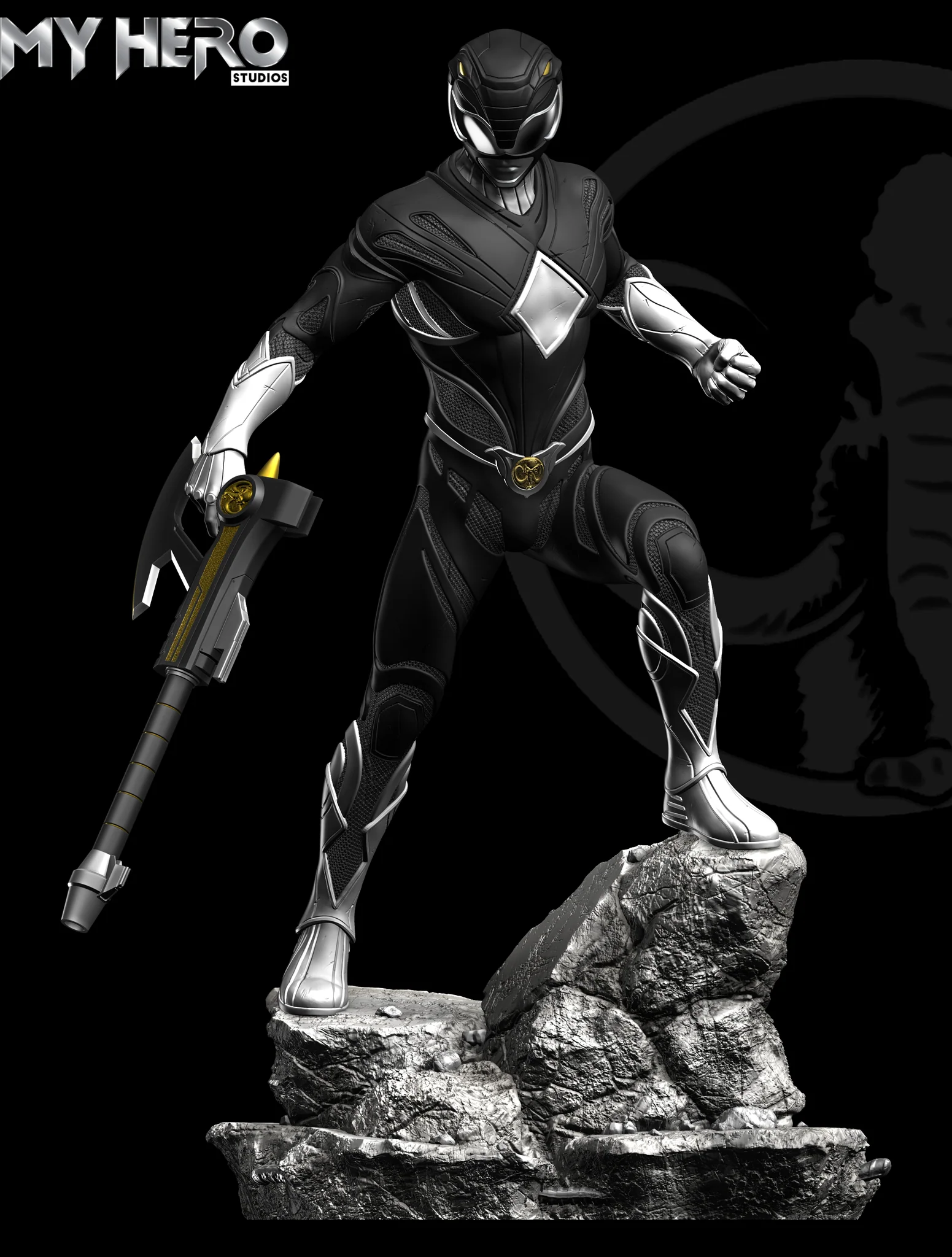 [PREORDER] My Hero Studios Black Ranger 1/4 Scale Collectible Statue - Image 2
